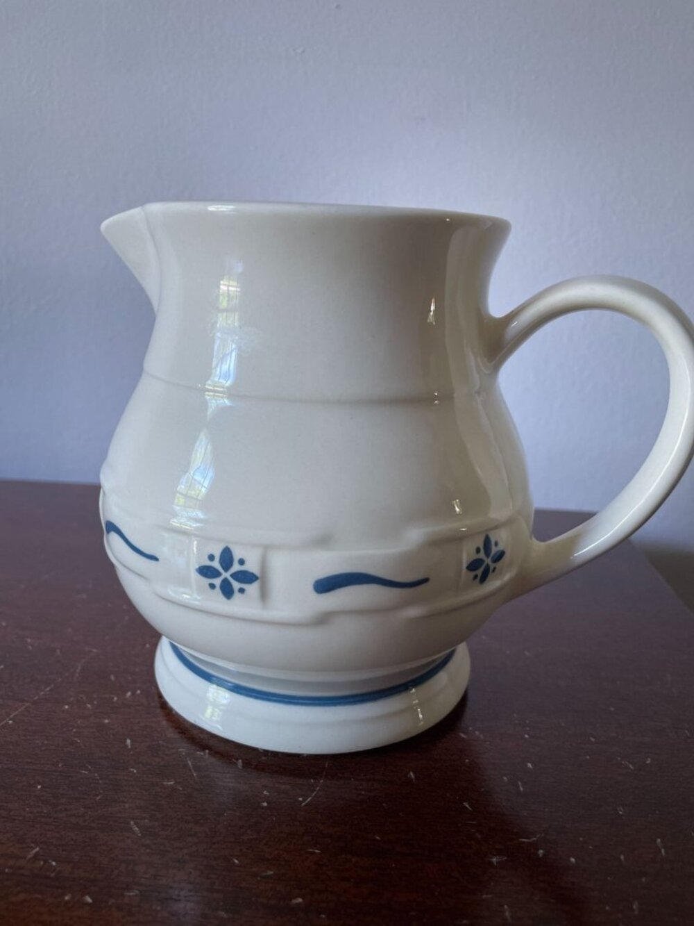 Vintage Longaberger Woven Traditions Classic Blue Pitcher Cottage Core pottery